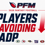 Five 2026 fantasy football players to avoid at ADP based on PFM rankings.